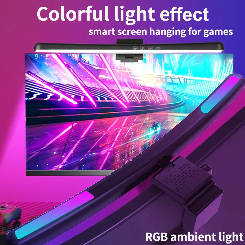 Afralia™ Curved Screen Monitor Light Bar with RGB Background, USB Dimming, Eye-Care Technology