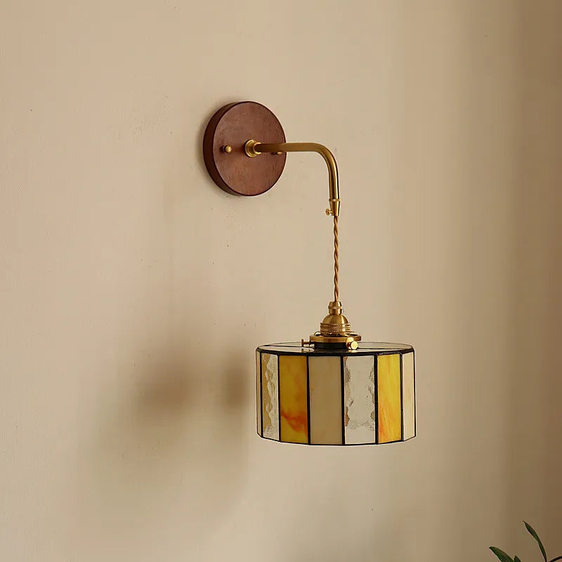 Afralia™ Adjustable LED Wall Lamp Sconce Copper Wood Glass Stair Light