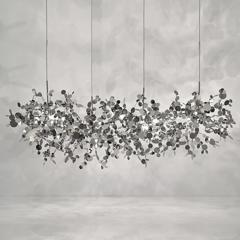 Afralia™ Stainless Steel Chandelier Pendant Lamp LED Dining Table Lighting Fixture