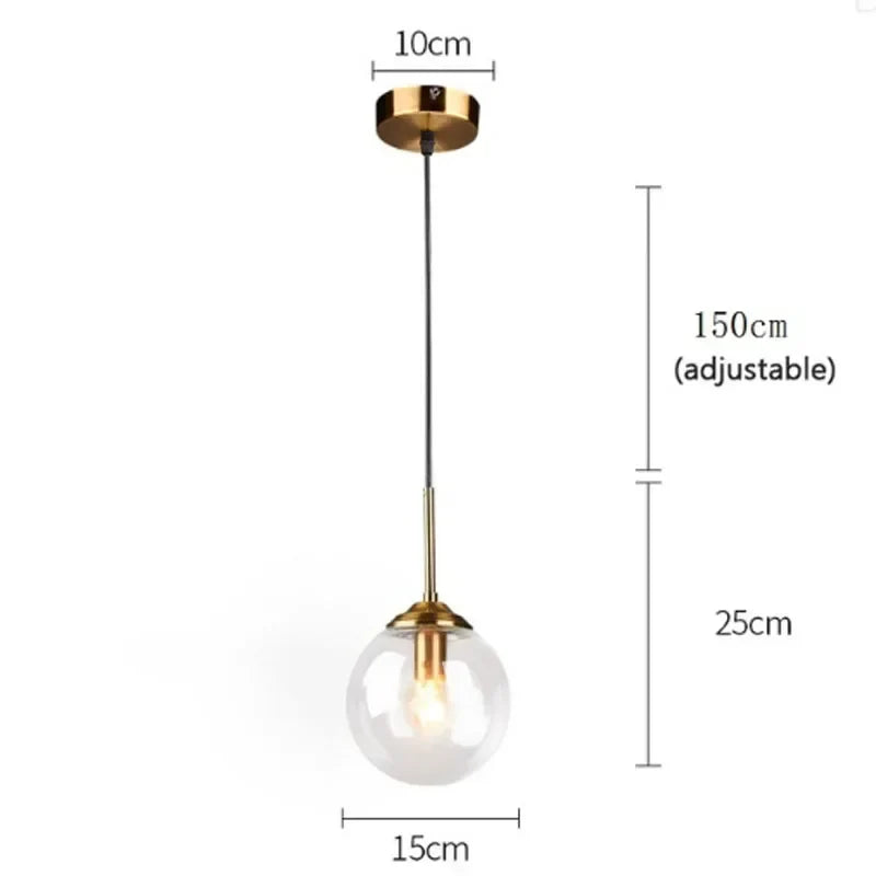 Afralia™ Glass Ball LED Pendant Light Modern Chandelier for Living Room Decor