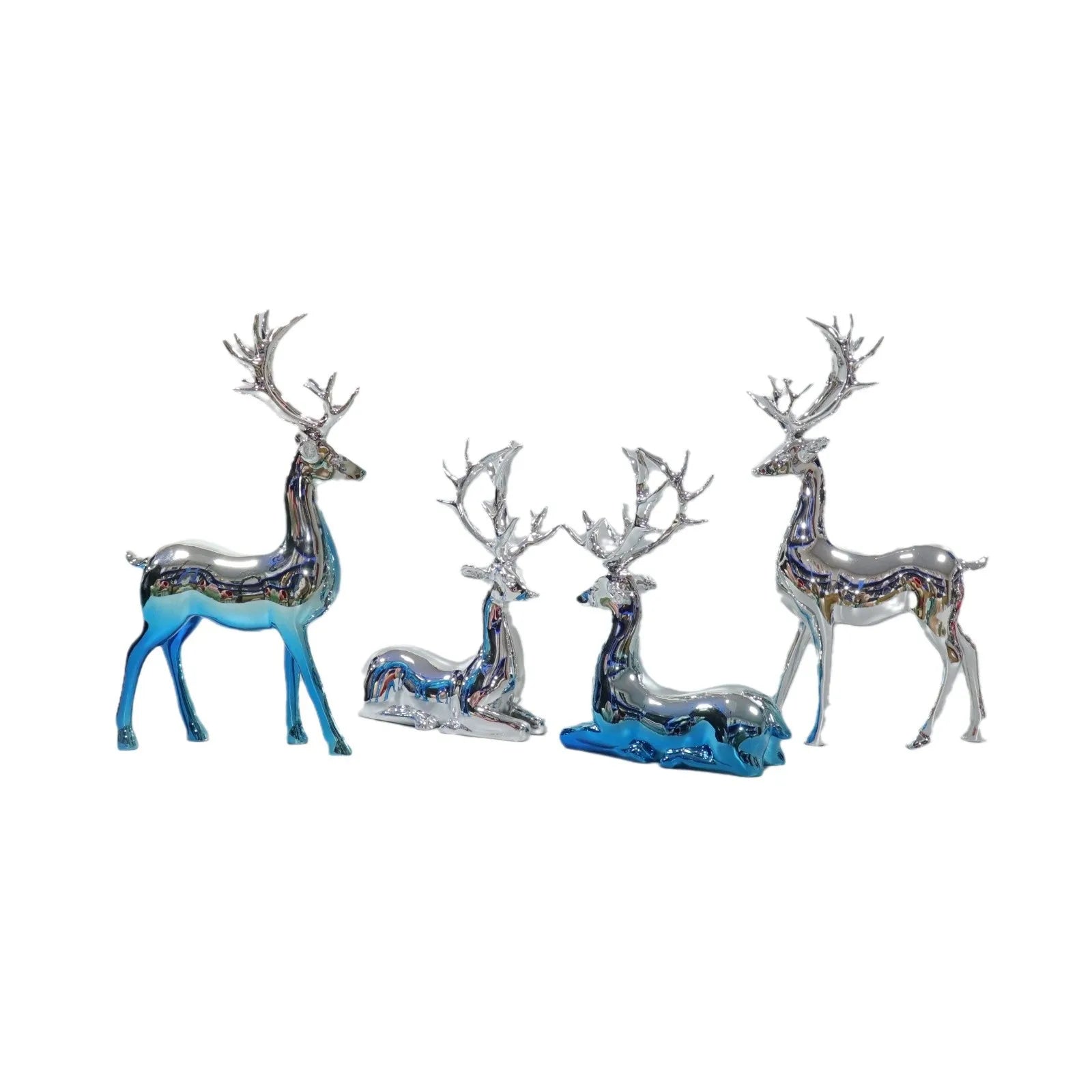 Afralia™ Silver Deer Elk Resin Sculpture Gradient Home Decor Figurines
