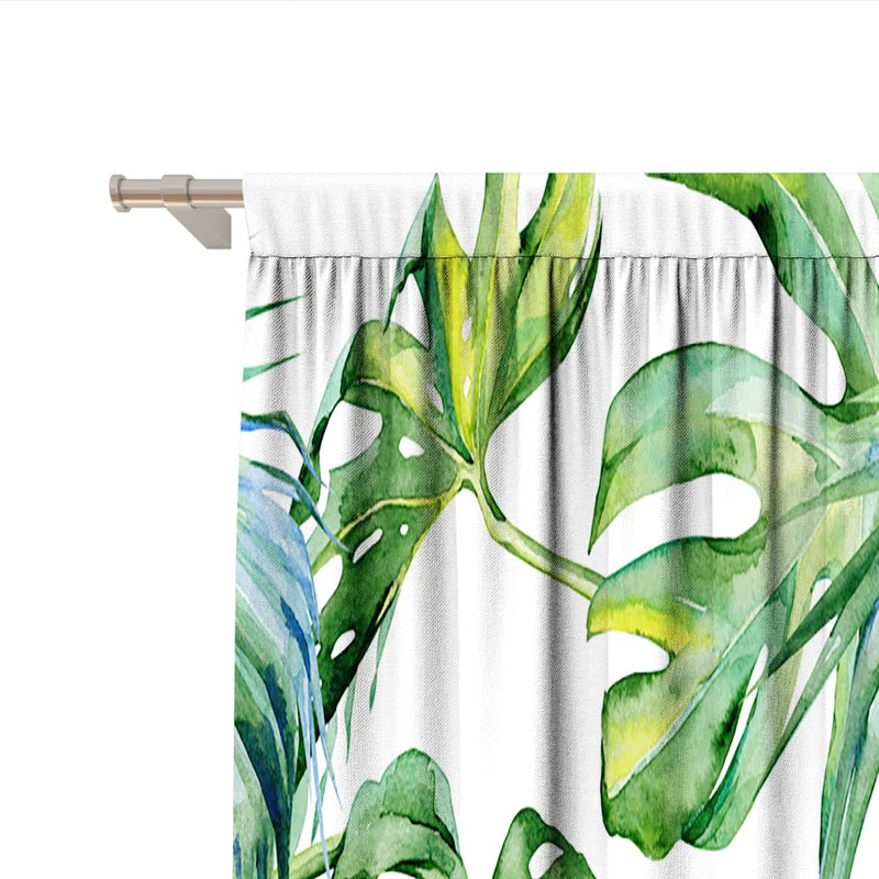 Afralia™ Tropical Leaf Gauze Curtain for Kitchen, Living Room, Balcony, Garden