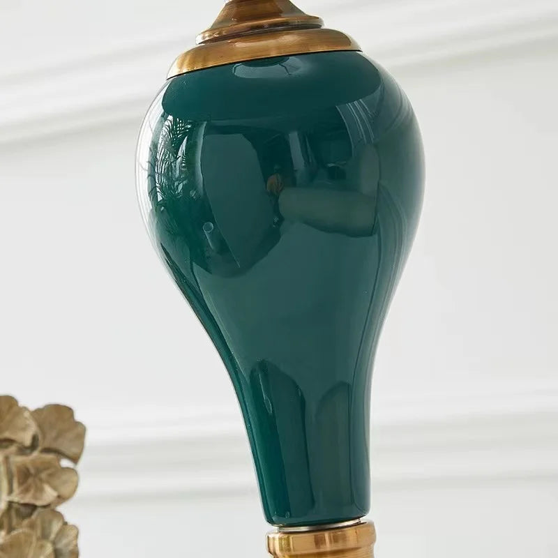 Afralia™ Green Ceramic Table Lamp with European Cloth Cover for Modern Living Room and Bedroom