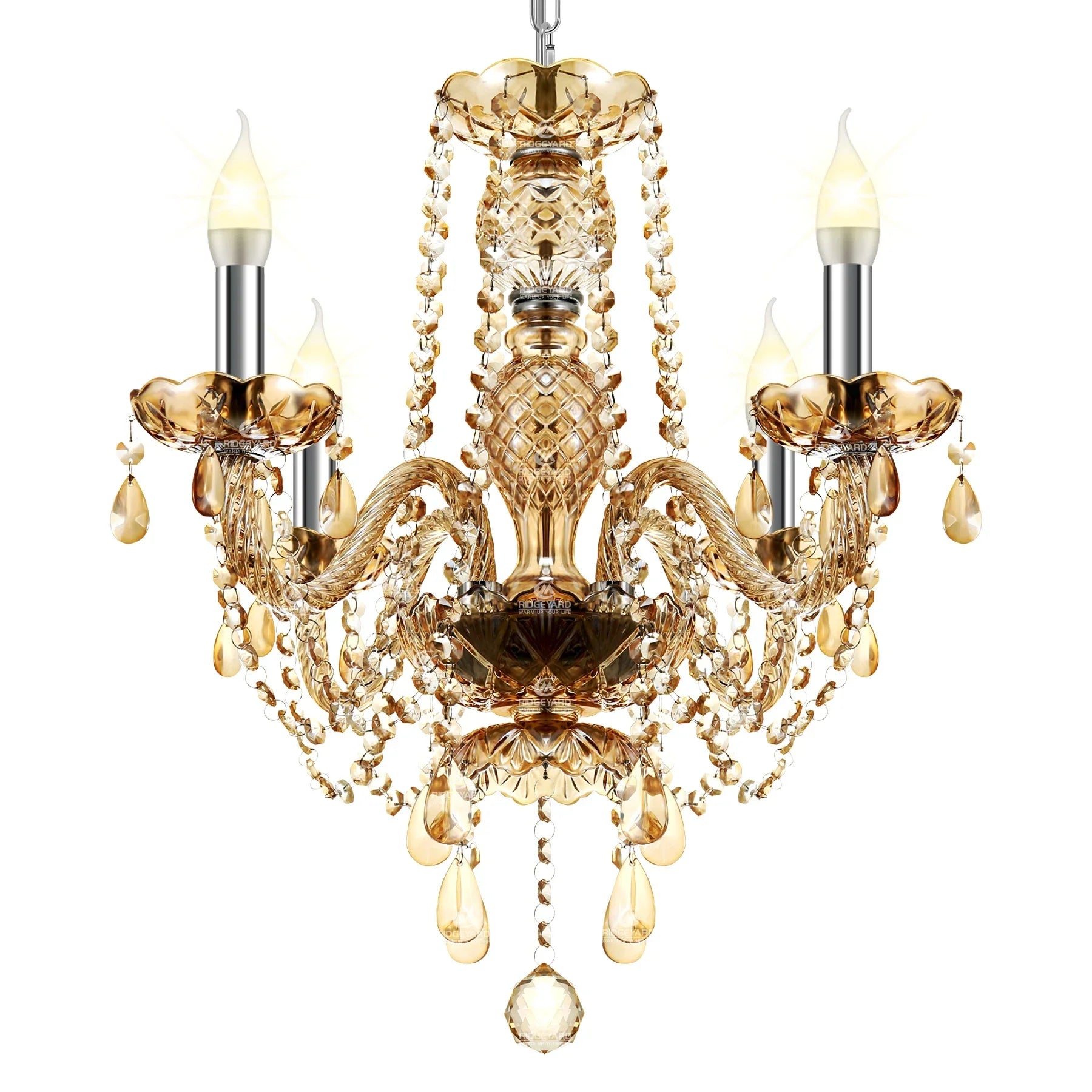 Afralia™ Crystal Chandelier Pendant Light Cognac Gold LED Luxury Lamp for Dining Living Room