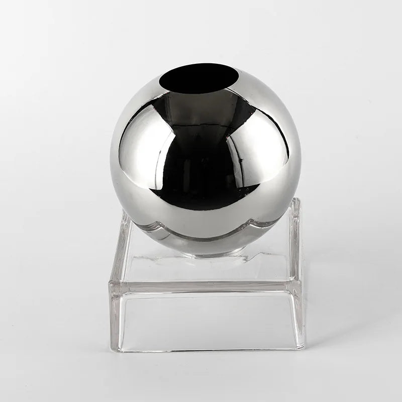 Afralia™ Silver Geometric Ball Vase for Floral Arrangements and Home Décor