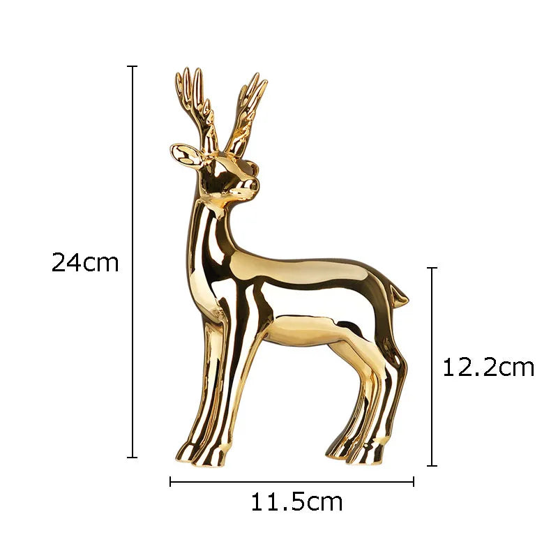 Afralia™ Minimalist Deer Sculpture Porcelain Ornament Home Decor
