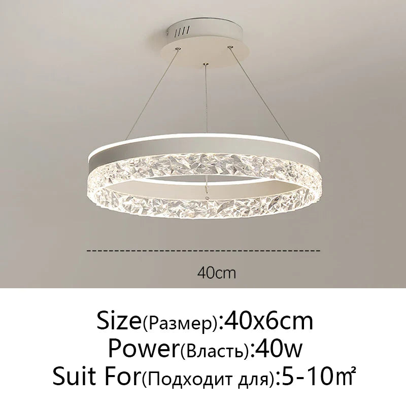 Afralia™ Crystal Rings LED Chandelier Black&White Frame