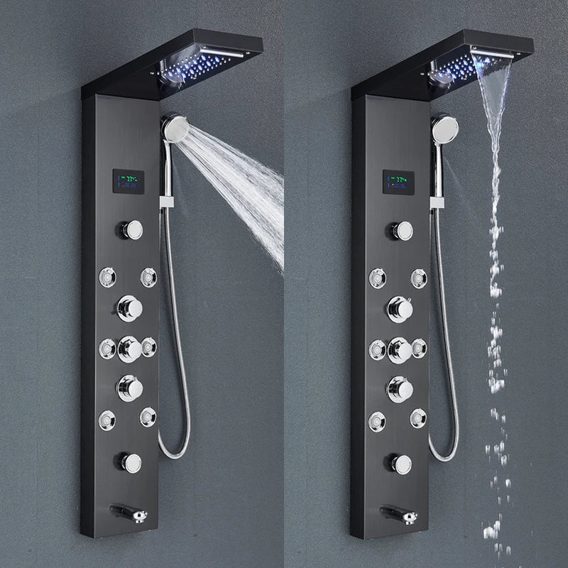 Afralia™ LED Rainfall Shower Panel System with Temperature Screen & Massage SPA