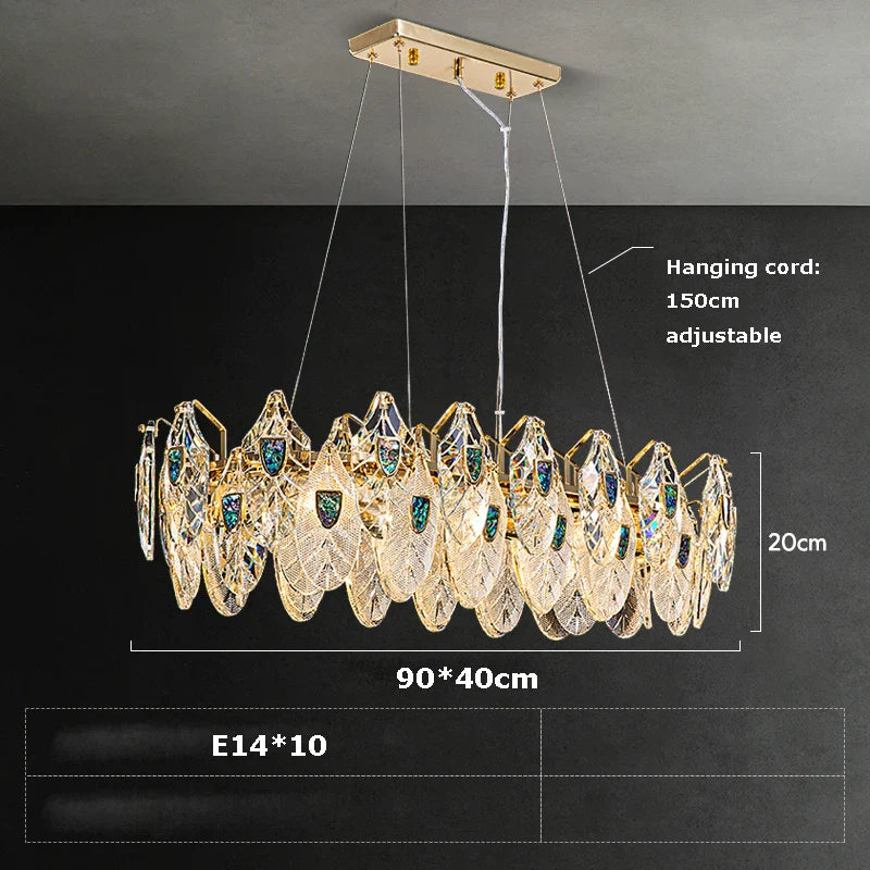 Afralia™ Peacock Crystal Glass LED Chandelier for Dinning Room
