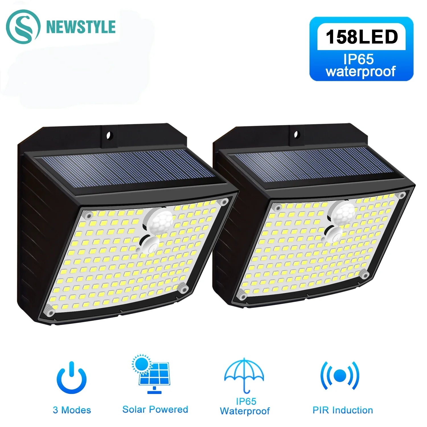 Afralia™ Solar Outdoor Security Wall Lights 3 Mode Waterproof Motion Sensor Garden Lamp