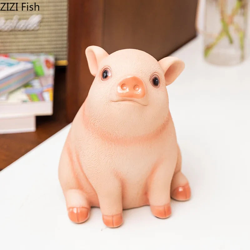 Afralia™ Piggy Child Savings Jar: Resin Piggy Bank Desk Decor Ornament
