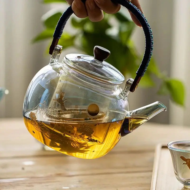 Afralia™ Colorful Enamel Glass Boiling Teapot - High Temp Resistant & Huan Colorful