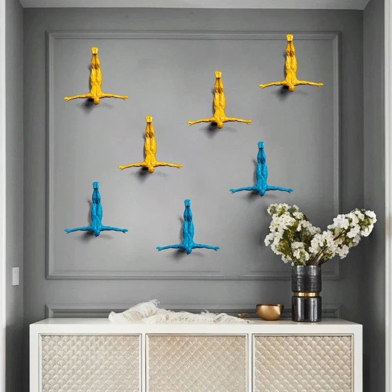 Afralia™ Bungee Jumper Wall Sculpture: Industrial Style Sporty Figurine for Living Room Decor