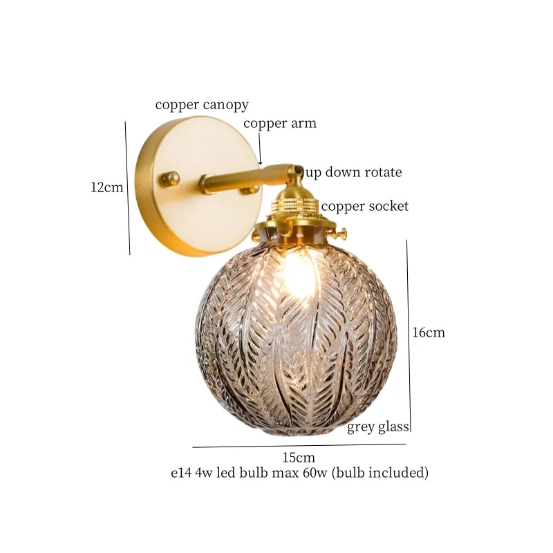 Afralia™ Bell Glass LED Wall Lamp for Living Room, Bathroom, Stair Light - Japanese Vintage Style