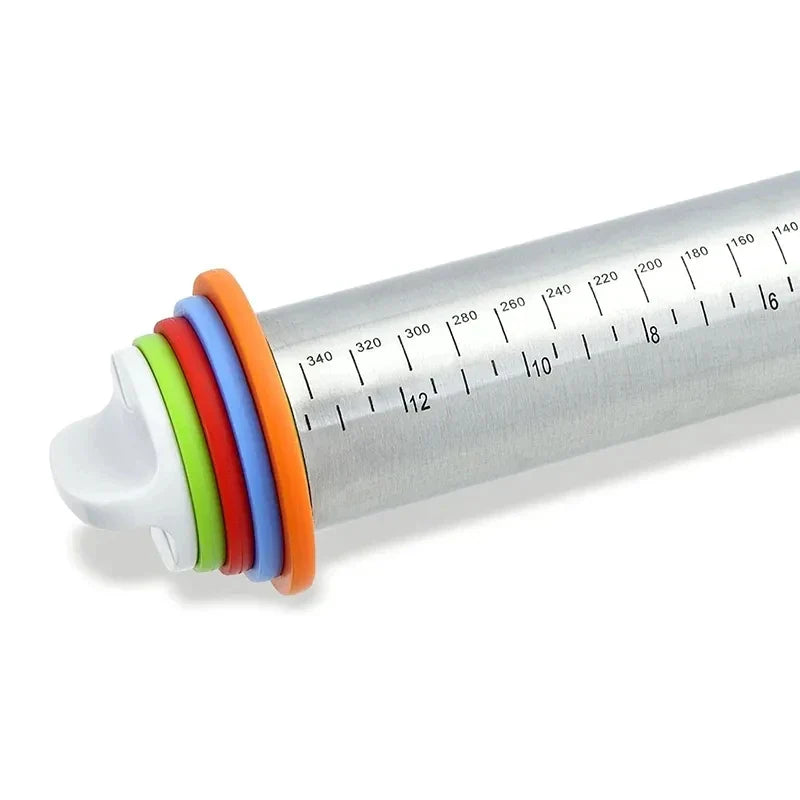 Afralia™ Stainless Steel Adjustable Rolling Pin Cake Roller Dough Bakeware