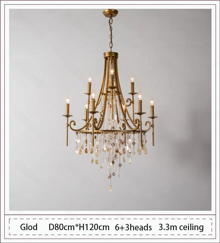 Afralia™ Retro Duplex Crystal Chandelier for Villa Living Room, Staircase, and Home Decor