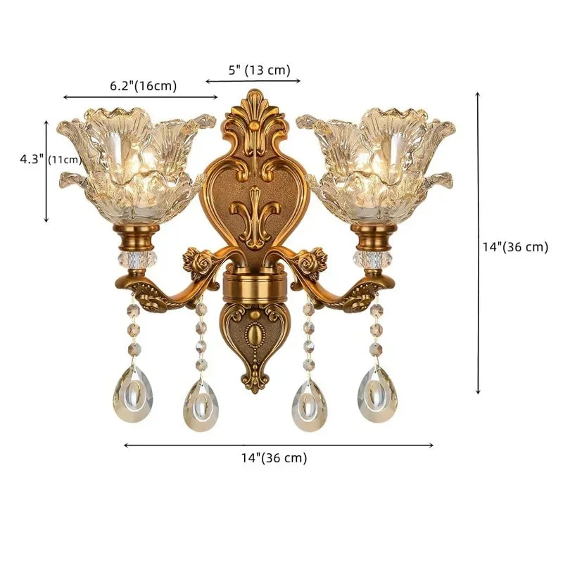 Afralia™ Crystal Glass Dual Head Wall Lamp - European Retro Style