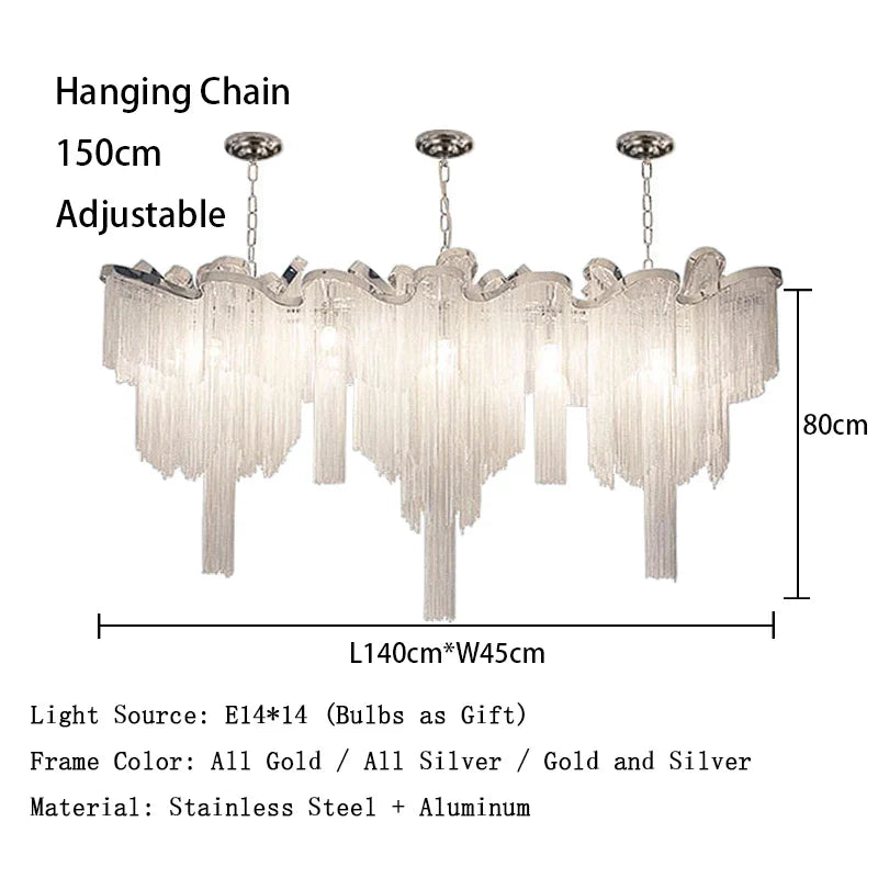 Afralia™ Luxury Tassels Ceiling Chandelier Dimmable Lights for Bedroom Decoration