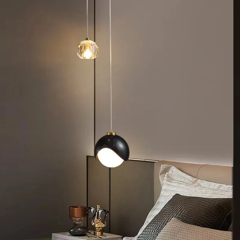 Afralia™ Crystal Pendant Light: Modern Luxury Bedroom Hanging Lamp for Living Room