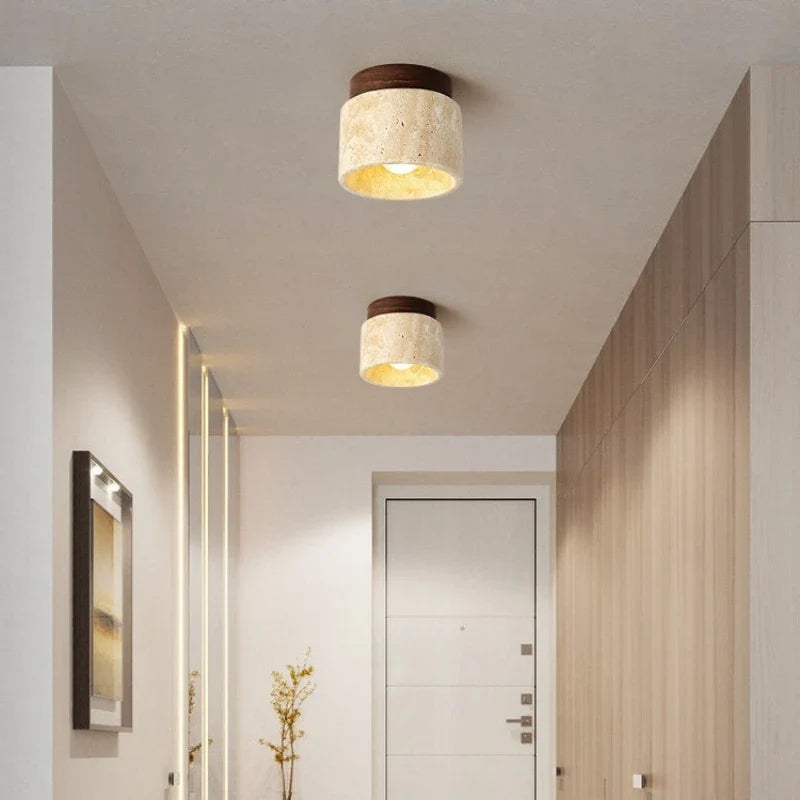 Afralia™ Travertine Stone Ceiling Downlight with E27 Bulb
