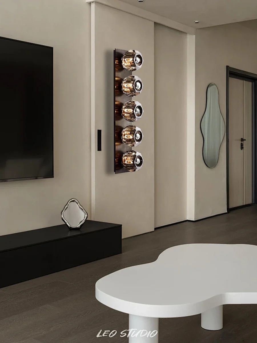 Afralia™ Crystal Wall Lamp Bronze Chrome Sconce Lights for Vintage Living Room
