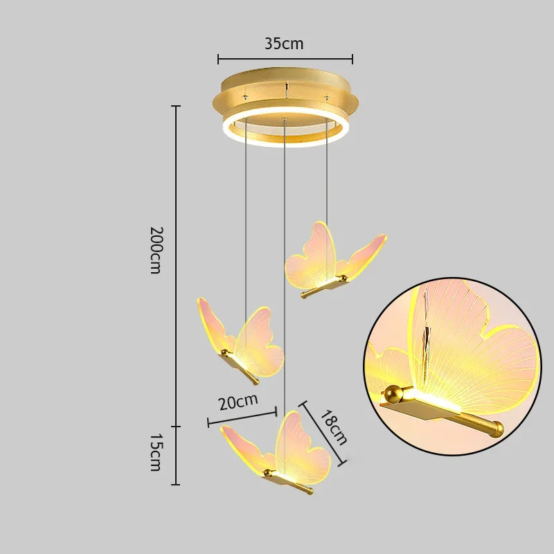 Afralia™ Butterfly LED Chandelier for Duplex Villa Living Room Romantic Wedding Decor