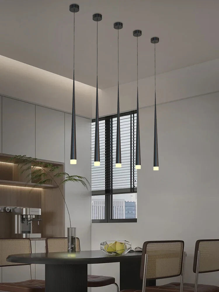 Afralia™ LED Conical Staircase Chandelier Pendant - Modern Duplex Loft Hanging Lights