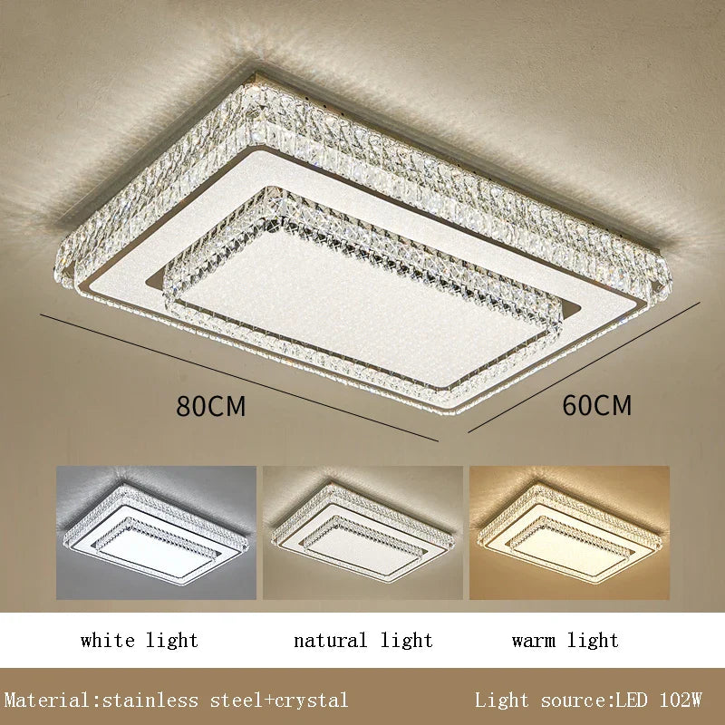 Afralia™ Modern Crystal LED Ceiling Lights for Bright Living Room Decor