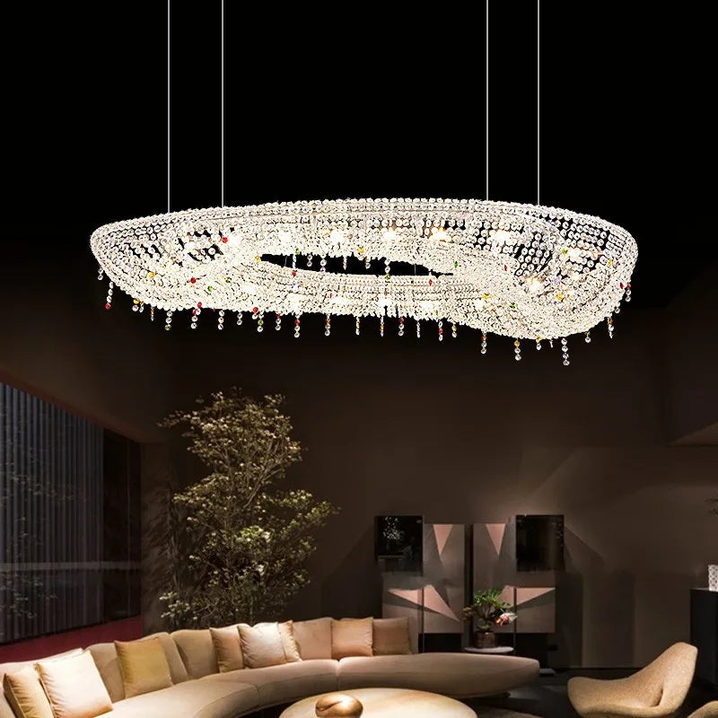 Afralia™ Crystal Oval Chandelier with LED Lights for Modern Luxury Living Spaces