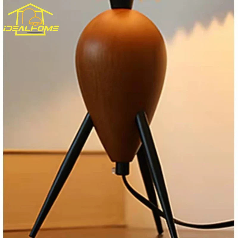 Afralia™ Bauhaus Pleated Wood Table Lamp LED E27 Solid Fabric Desk Light