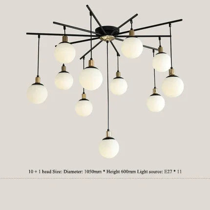 Afralia™ Art Glass Ball Molecule Chandelier for Living Room, Children's Room, Study & Home Decor