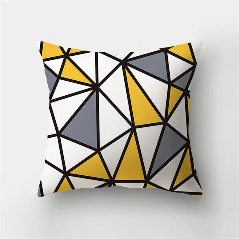 Yellow Black Wave Line Geometric Cushion Cover - Afralia™ Home Decor