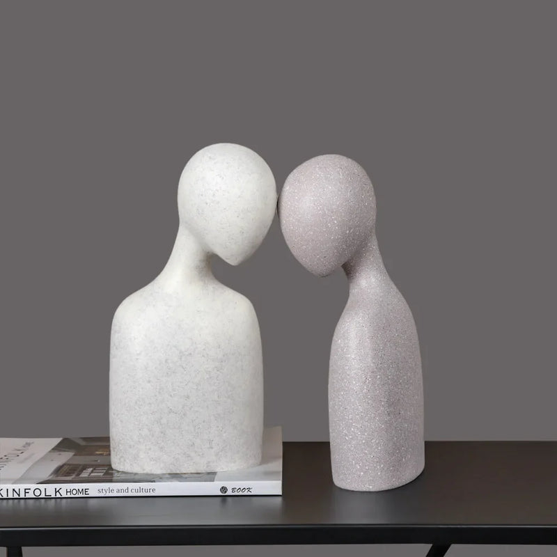 Nordic Abstract Couple Sculptures Afralia™ Home Decor Large White Figurines