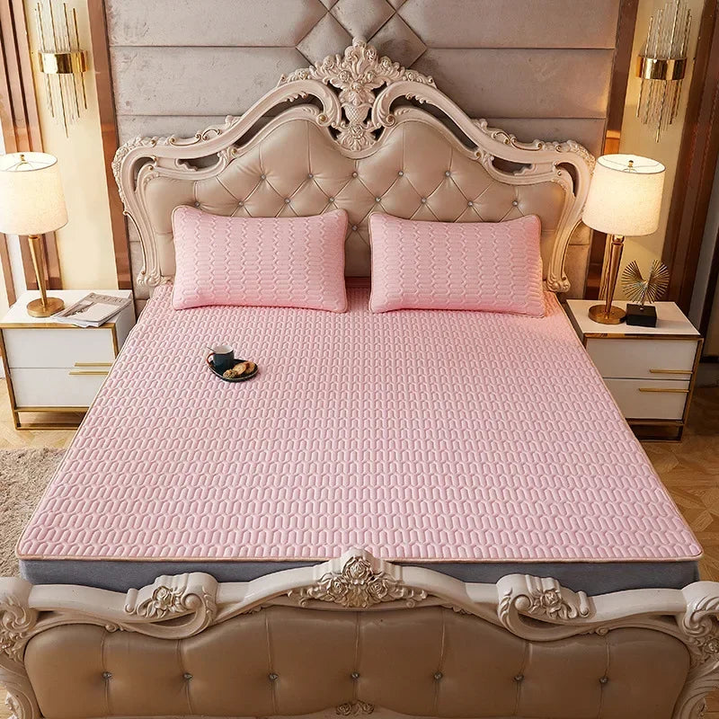 Afralia™ Cartoon Print Silky Mattress Set: 4-Layer Quilted Breathable Cushion