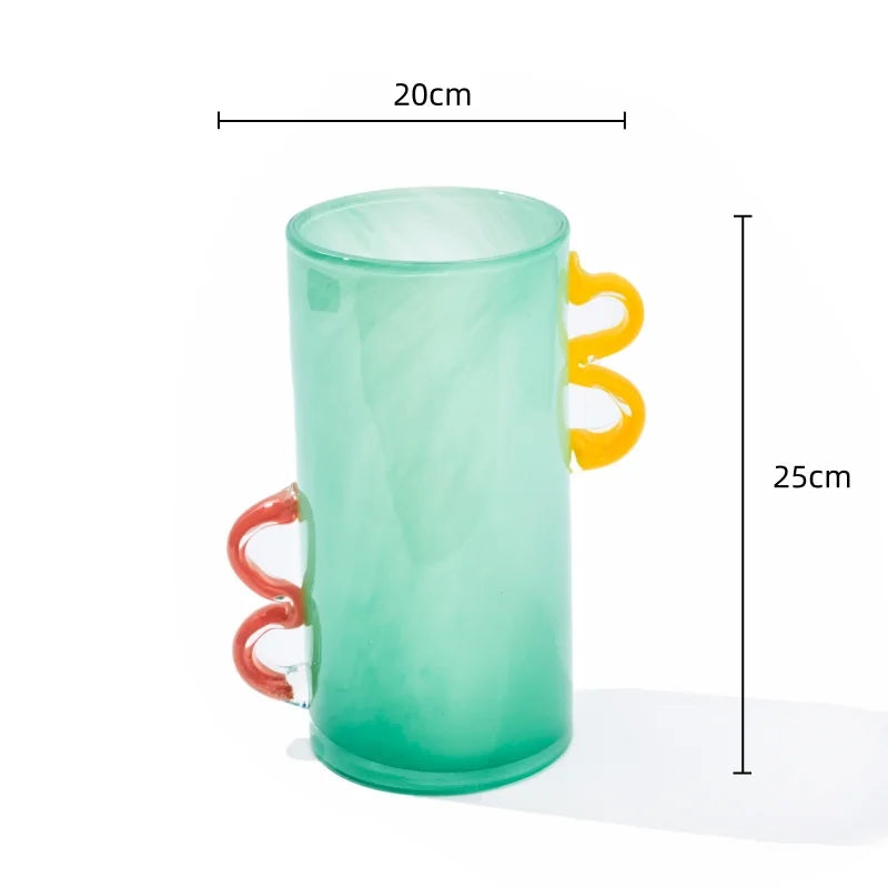 Afralia™ Handcrafted Colorful Glass Vase Straight-tube Hydroponics Terrarium for Home Decoration