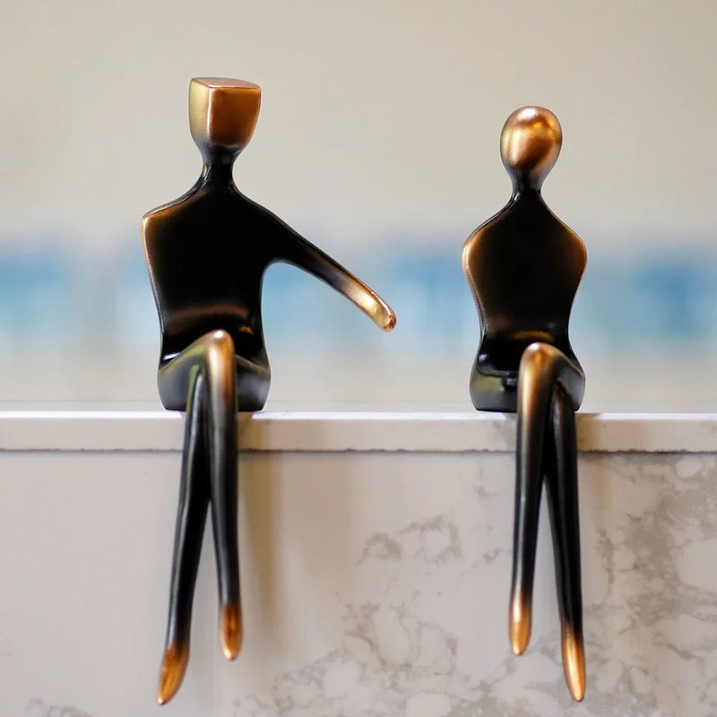 Afralia™ Elegant Resin Couple Sculptures: Modern Art Statues for Desk Decor & Anniversary Gift