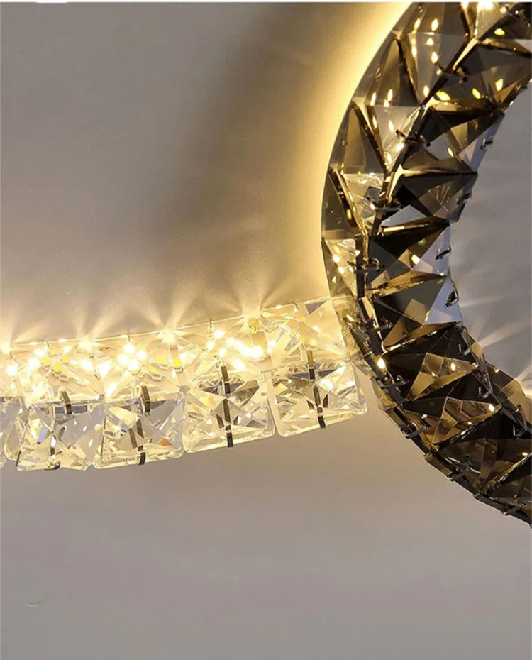 Afralia™ Crystal Ceiling Lights LED Chandelier for Living Room Bedroom - Modern Light Luxury Indoor Luster