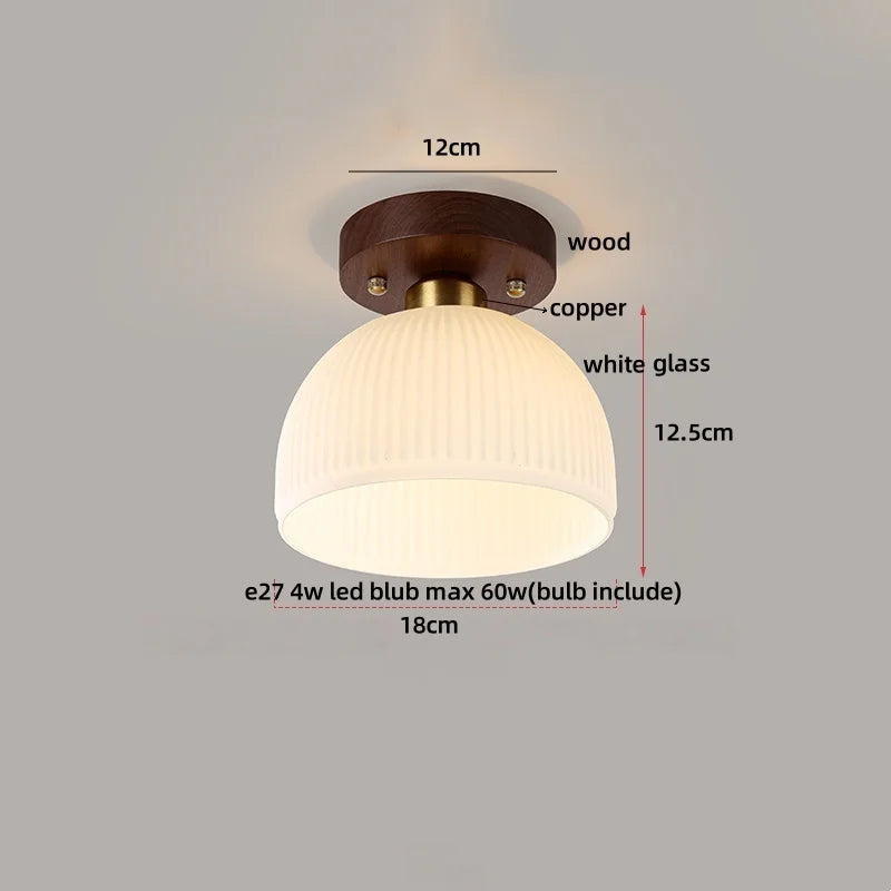Afralia™ Modern Wood Glass LED Ceiling Light Fixture for Home Lighting