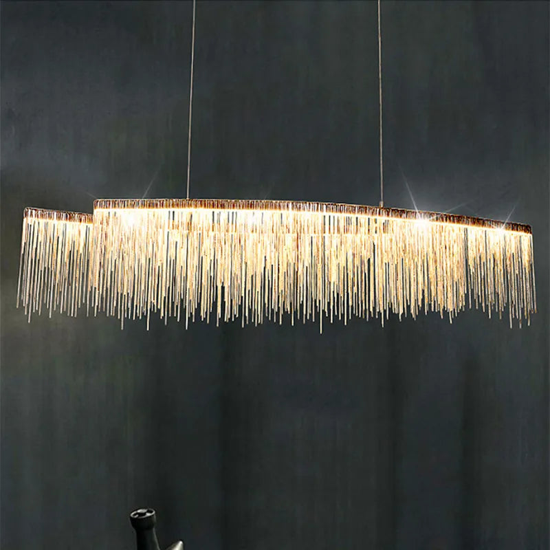 Afralia™ Modern Round Tassel Chandelier - Nordic Circle Design for Home, Living Room & Bedroom