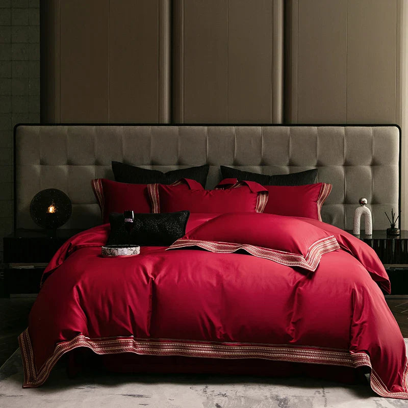 Afralia™ Luxury Egyptian Cotton Embroidered Bedding Set for Elegant Home Decor