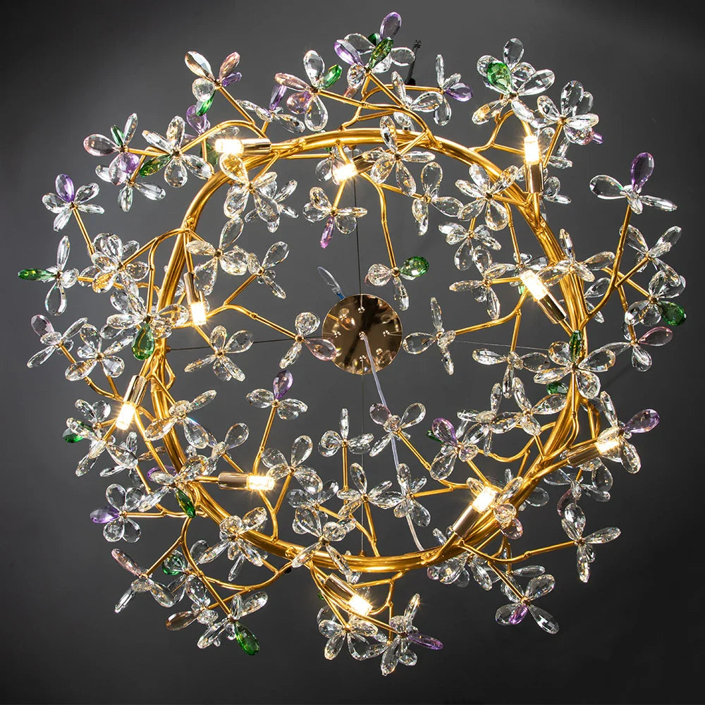 Afralia™ Crystal Flowers Chandelier Gold LED Tree Branch Luxury Chandelier