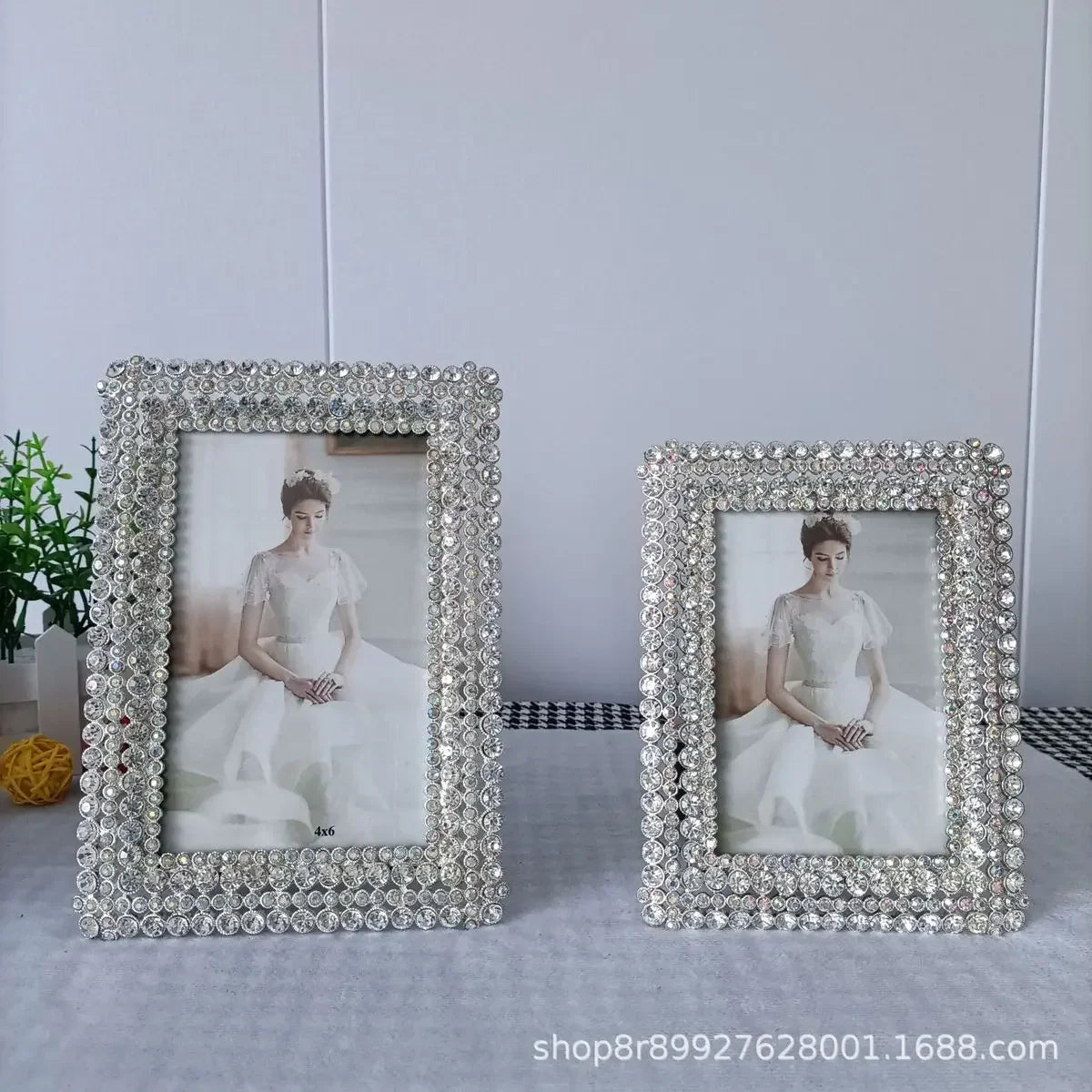 Afralia™ Diamond Metal Picture Frame: Fashionable Desktop Décor & Birthday Gift