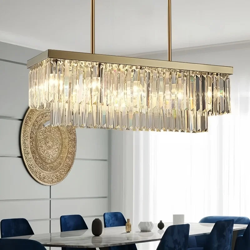 Afralia™ Crystal Chandelier: Nordic Minimalist Rectangular Restaurant Lighting
