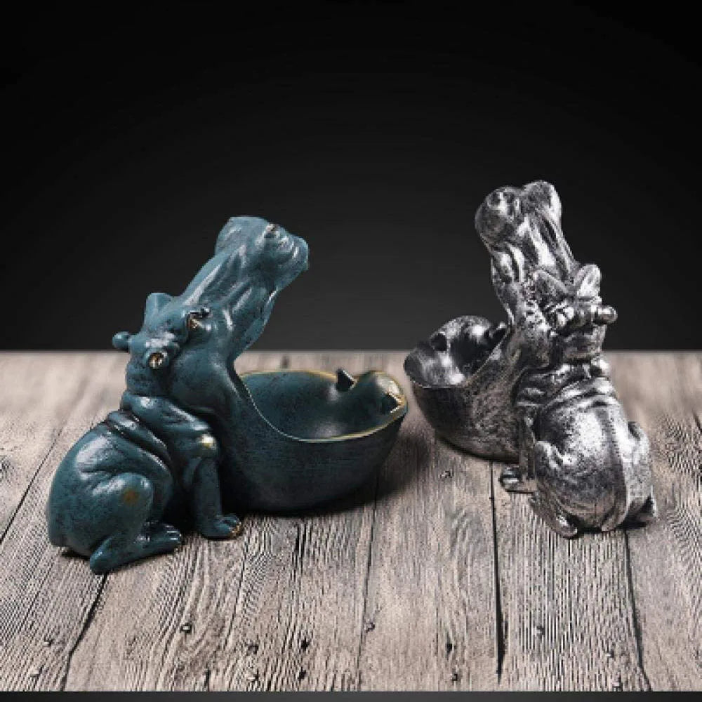 Afralia™ Hippo Statue Candy Storage Figurine Ornaments Home Decor Gift