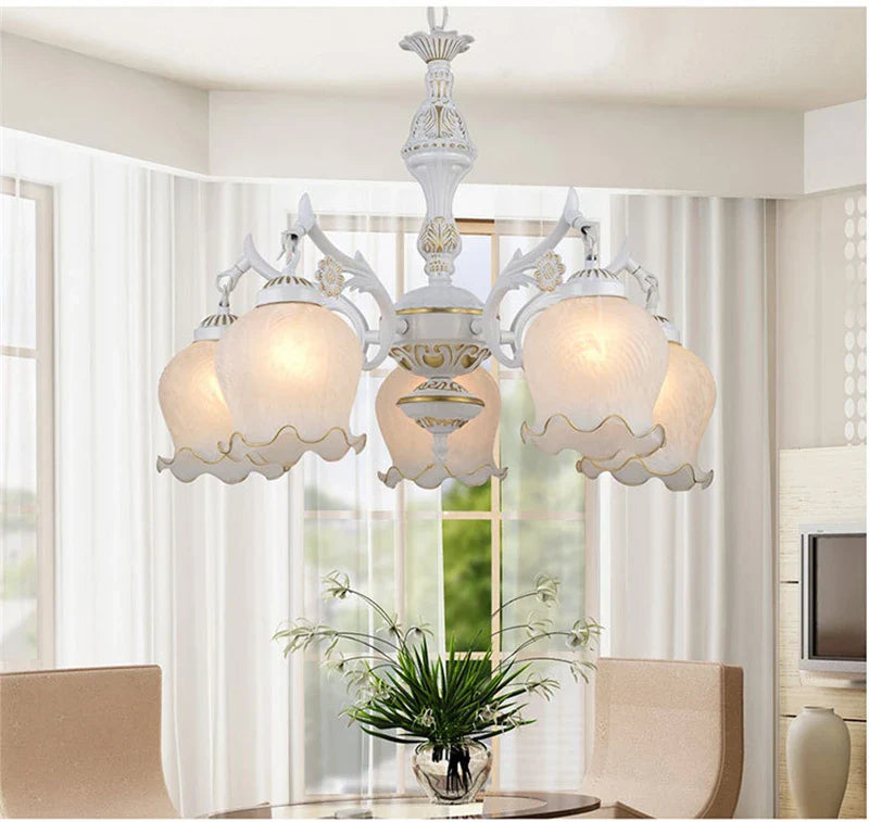 Afralia™ Vintage Metal Glass Chandelier for Living Room Kitchen Dining Bar