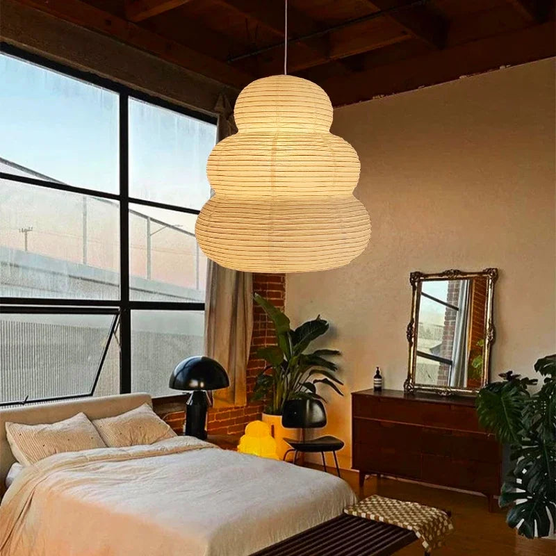 Afralia™ Wabi-sabi Rice Paper Pendant Lights Japanese Chandelier Home Decor Hanging Light