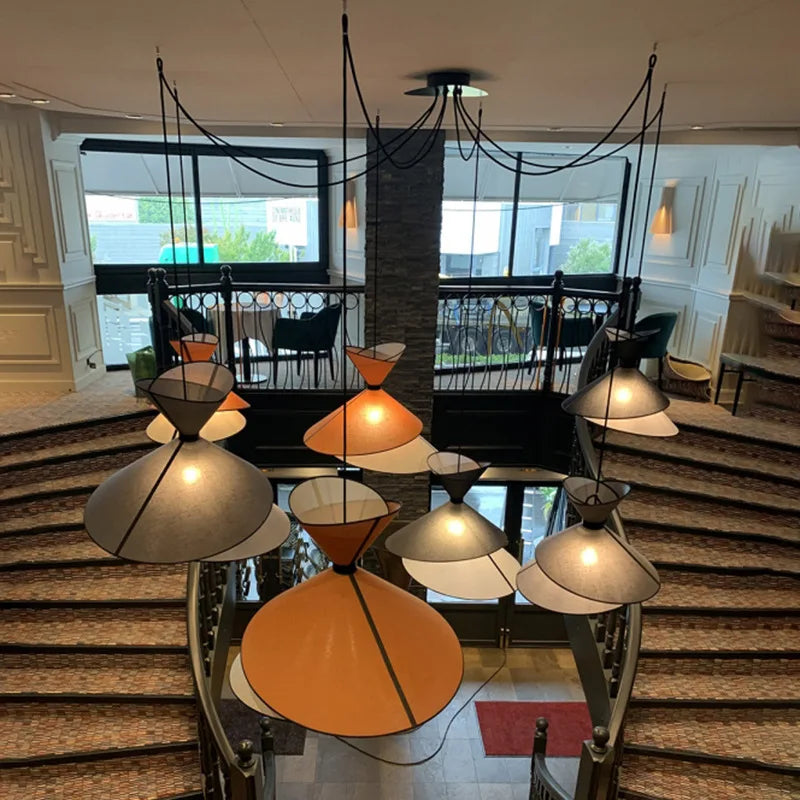 Afralia™ Modern Minimal Fabric LED Pendant Speaker Lights Bar Dining Room Hanging Lamp