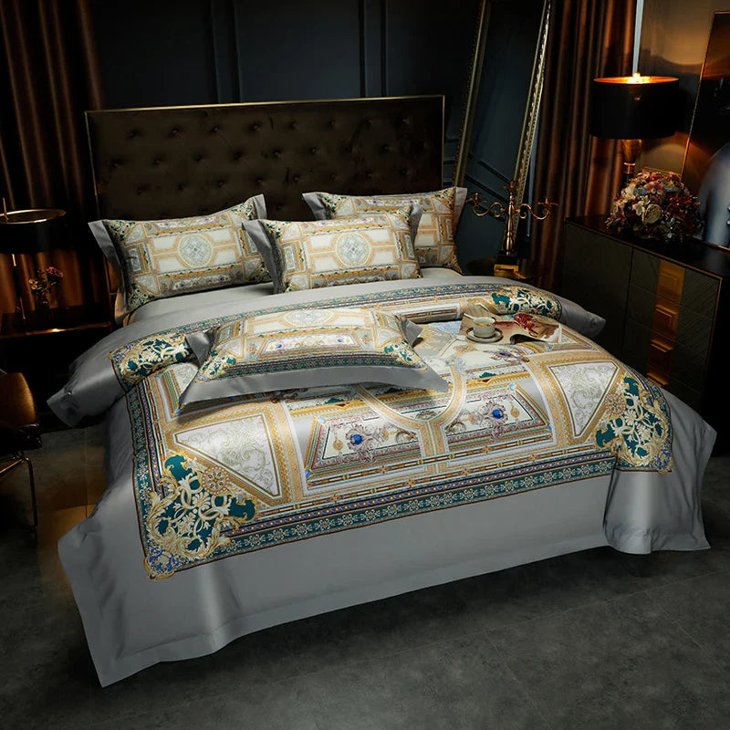 Afralia™ Luxury Vintage Bedding Set, 1000TC Egyptian Cotton, Silky Satin, Bohemia Duvet Cover