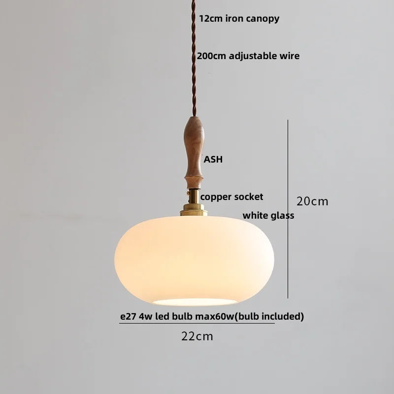 Afralia™ Ceramic LED Pendant Lights with Ash Wood Nordic Design