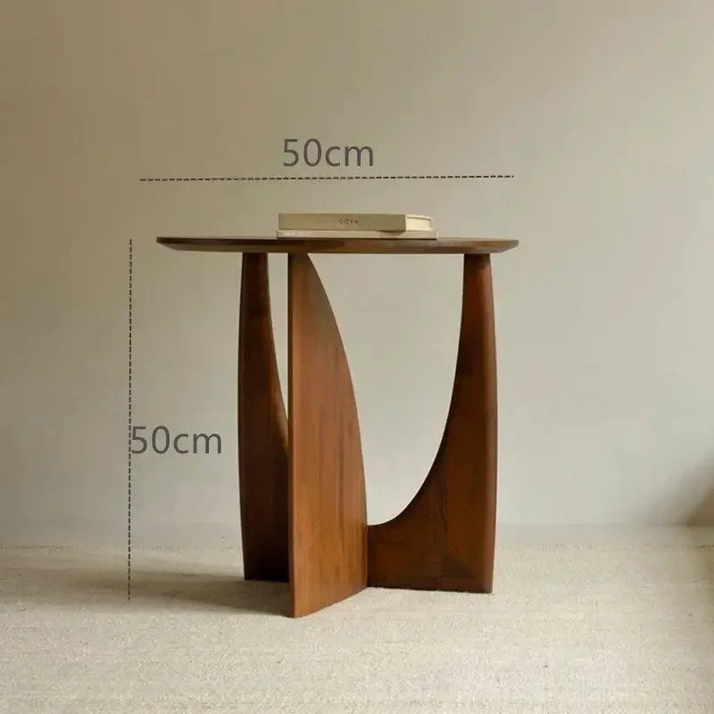 Afralia™ Circular Walnut Wood Coffee Table for Living Room with Solid Nordic Design